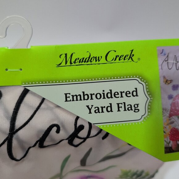 Meadow Creek Hand Stitched Recycled Fabric Embroidered Garden Flag Women Owned - Picture 3 of 6